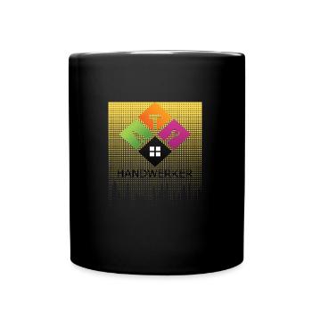 Gelber Halftone Handwerker Shirt - Tasse einfarbig - Schwarz - Vorne