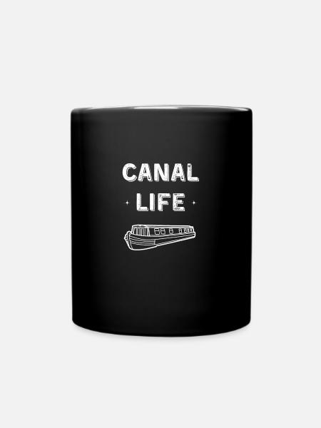 Vintage Narrowboat Barge Canal Life - Full Colour Mug - black