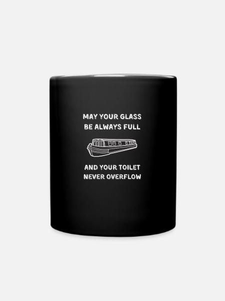 Funny Narrowboat Canal Barge Boating Toilet Joke - Full Colour Mug - black