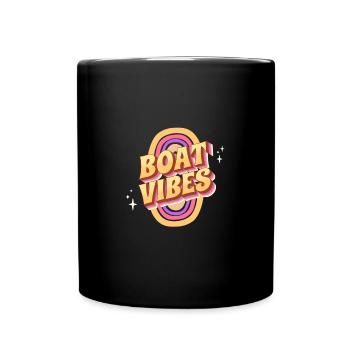 Vintage Groovy Narrowboat Canal Barge Boat Life - Full Colour Mug - black - Front