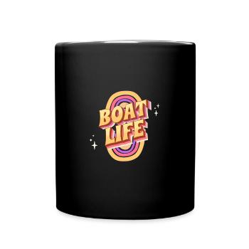 Vintage Groovy Narrowboat Canal Barge Boat Life - Full Colour Mug - black - Front