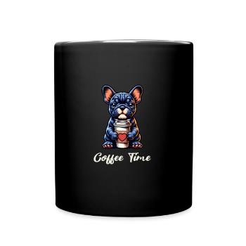Niedliche französische Bulldogge zum Mitnehmen Kaffeeliebhaber Männer - Tasse einfarbig - Schwarz - Vorne