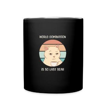 Funny Family Cat Drinking Coffee Bored Work Job - Full Colour Mug - black - Front