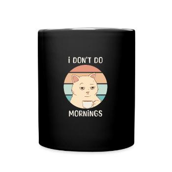 Funny Cat Drinking Coffee Bored Sarcastic Work - Full Colour Mug - black - Front