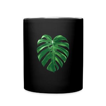 Monstera Blatt - Tasse einfarbig - Schwarz - Vorne