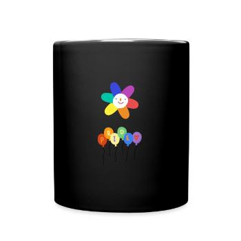 Cute Pride Month Flower And Balloons Celebration - Full Colour Mug - black - Front