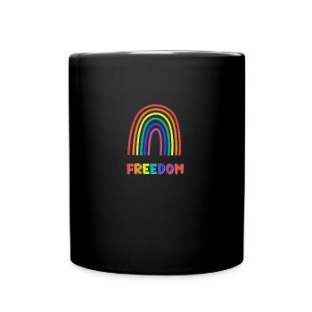 Cute Pride Month Rainbow Freedom Celebration Party - Full Colour Mug - black - Front