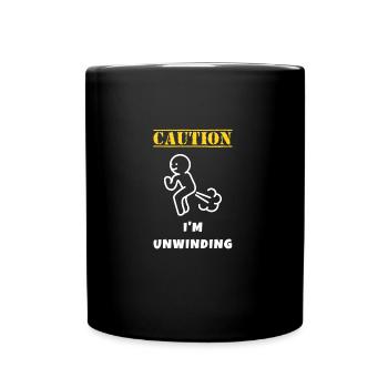 Lustiger Furzwitz für Erwachsene Vorsicht, ich entwickle mich - Tasse einfarbig - Schwarz - Vorne