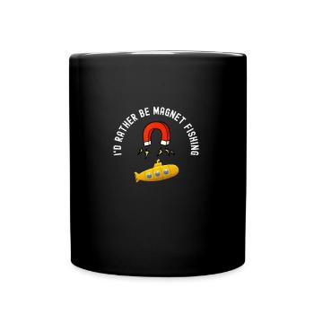 Lustiges Magnetangeln Magnetischer Fischer Angler - Tasse einfarbig - Schwarz - Vorne