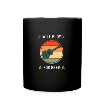 Drôle De Guitariste Acoustique Jouera Pour De La Bière - Mug uni - noir - Devant