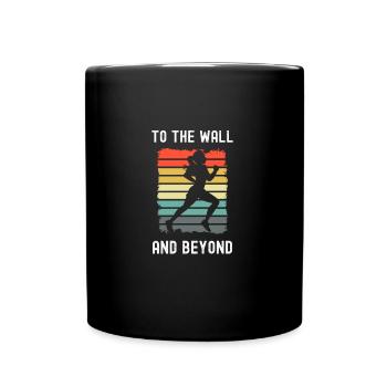 Coureuse de fond féminine au mur et - Mug uni - noir - Devant