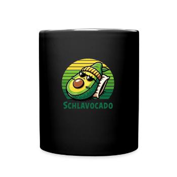 Schlavocado Schlafshirt Nachthemd Pyjama Schlafanz - Tasse einfarbig - Schwarz - Vorne