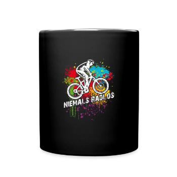 Niemals Radlos - Bikermotiv lustiger Bikerspruch - Tasse einfarbig - Schwarz - Vorne