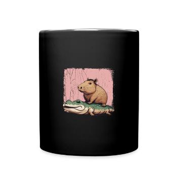 Capybara Wasserschwein süß lustig Geschenk - Tasse einfarbig - Schwarz - Vorne