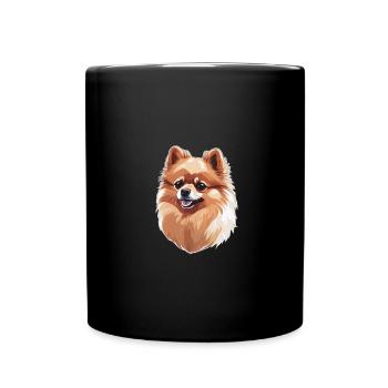 Zwergspitz Hund - Tasse einfarbig - Schwarz - Vorne