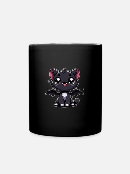 cute black vampire cat - Full Colour Mug - black