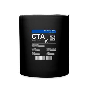 Boarding Pass Catania Sicily Italy Holidays - Full Colour Mug - black - Front