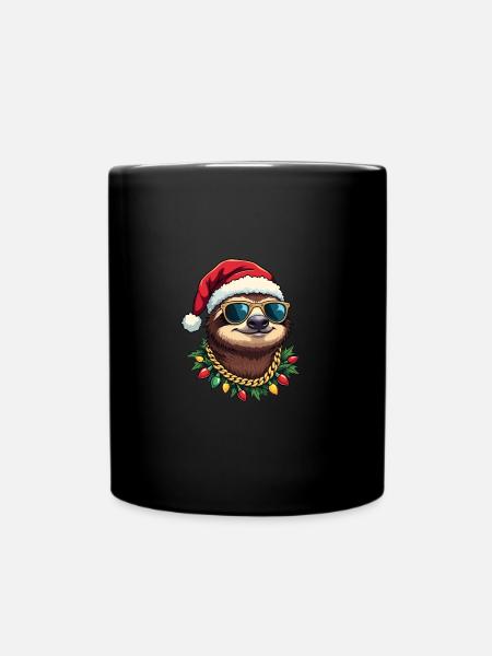 Xmas Sloth – Weihnachts-Faultier - Tasse einfarbig - Schwarz
