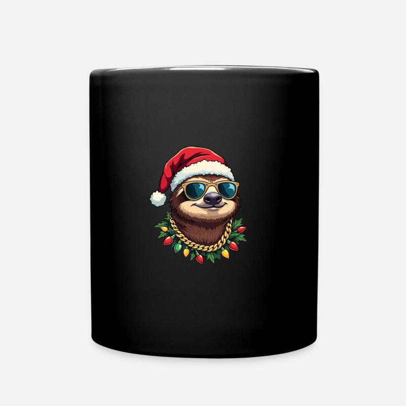 Xmas Sloth – Weihnachts-Faultier - Tasse einfarbig - Schwarz