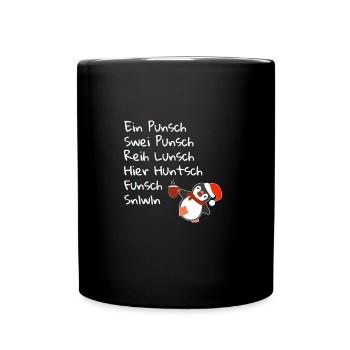 Ein Punsch Swei Punsch - Pinguin Weihnachtsfeier - Tasse einfarbig - Schwarz - Vorne