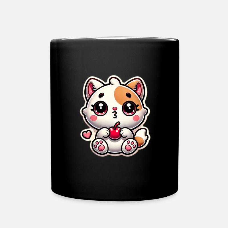 Rêve de chat mignon avec cerise - Mug uni - noir