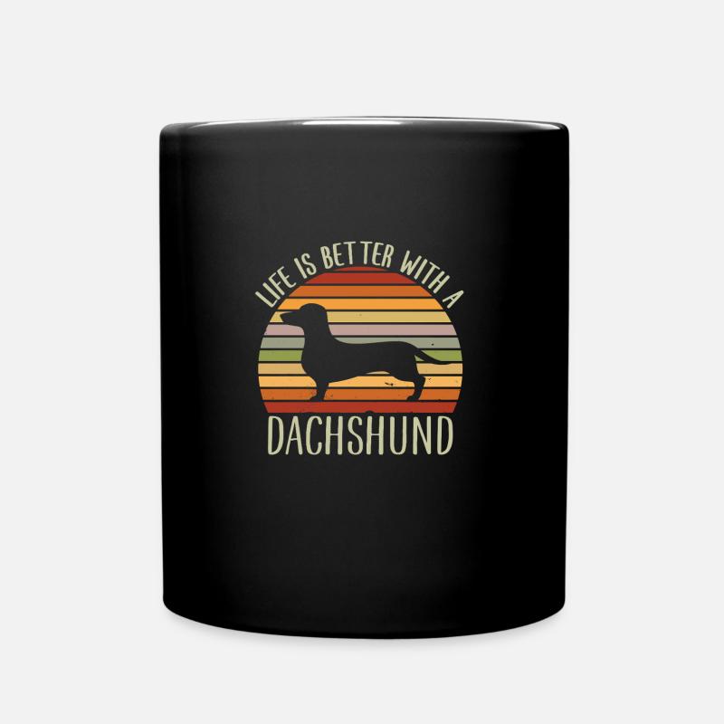 Das Leben ist besser mit einem Dackel Lustiges Zitat - Tasse einfarbig - Schwarz