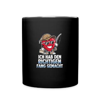 Fishing Heart – Humorvolles Design - Tasse einfarbig - Schwarz - Vorne
