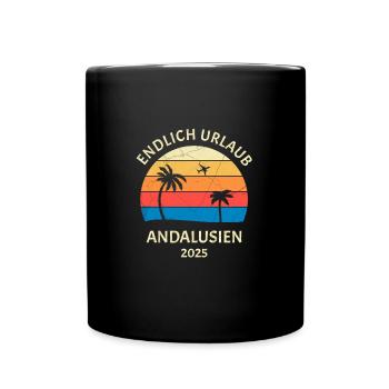 Andalusien Urlaub 2025 Spanien Reise - Tasse einfarbig - Schwarz - Vorne