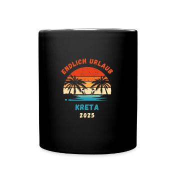 Kreta Urlaub 2025 Griechenland Reise - Tasse einfarbig - Schwarz - Vorne