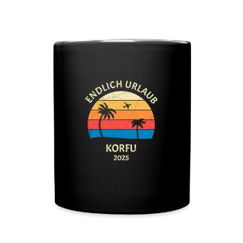 Korfu Urlaub 2025 Griechenland Reise - Tasse einfarbig - Schwarz - Vorne