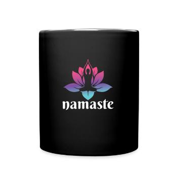 Namaste Lotus – Spirituelles Yoga Design - Tasse einfarbig - Schwarz - Vorne