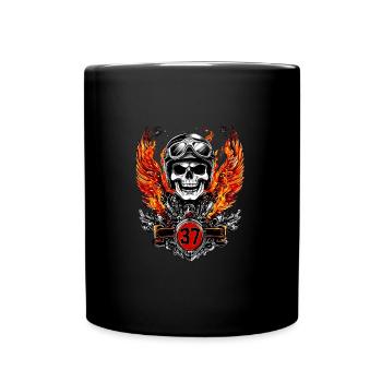 Biker 37 Geburtstag Skull Motorrad - Tasse einfarbig - Schwarz - Vorne