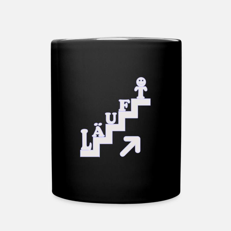 Läuft Treppenstufen Motivation - Tasse einfarbig - Schwarz