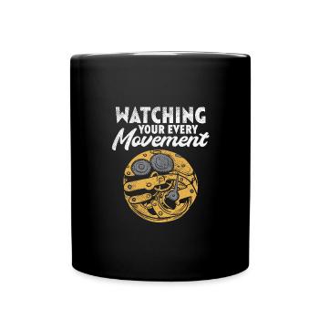 Uhrwerk mechanisches Uhrwerk Zeit - Tasse einfarbig - Schwarz - Vorne