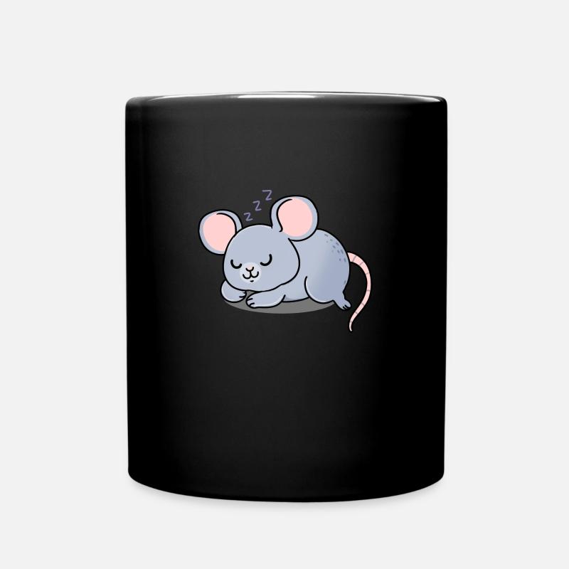 Maus schlafend - Tasse einfarbig - Schwarz
