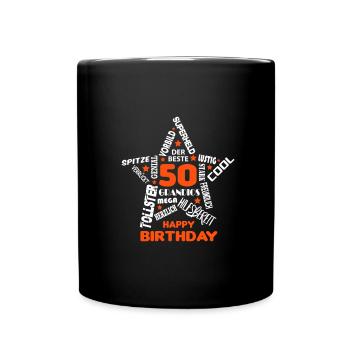 Geburtstag Mann 50 Happy Birthday Alter Best Super - Tasse einfarbig - Schwarz - Vorne