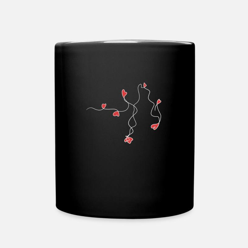 ligne wave coeur coeur boucles blanches - Mug uni - noir