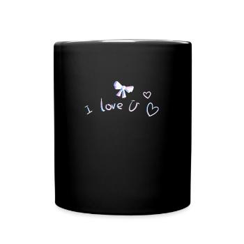 I love you heart loop pink - Full Colour Mug - black - Front