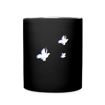 symboles rose trois animaux d’abeilles papillons - Mug uni - noir - Devant