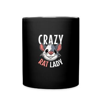 Crazy Rat Lady Ratte Nagetier Haustier - Tasse einfarbig - Schwarz - Vorne