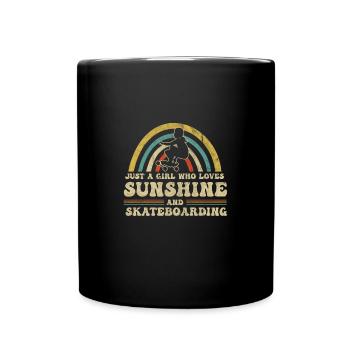Just A Girl Who Skater Skateboard Longboard - Tasse einfarbig - Schwarz - Vorne