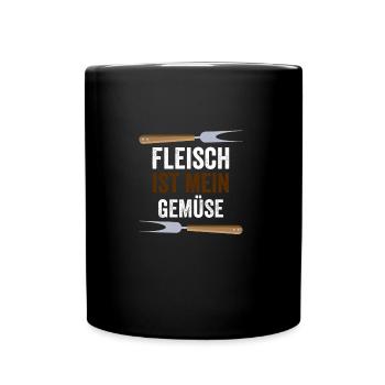 Fleisch ist mein Gemüse BBQ Grillen Sommer Steak - Tasse einfarbig - Schwarz - Vorne