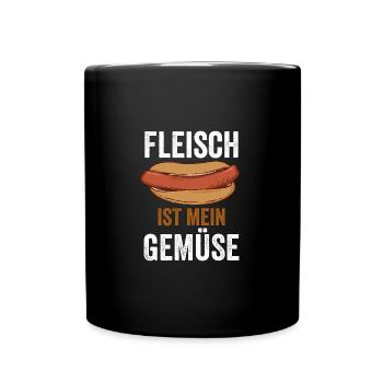 Fleisch ist mein Gemüse BBQ Grillen Sommer Steak - Tasse einfarbig - Schwarz - Vorne
