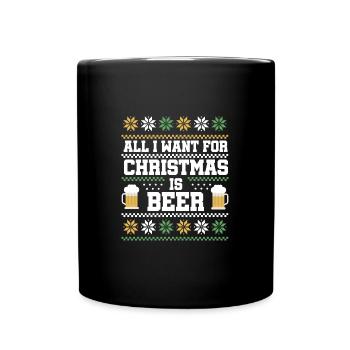 Christmas Saying Beer - Full Colour Mug - black - Front