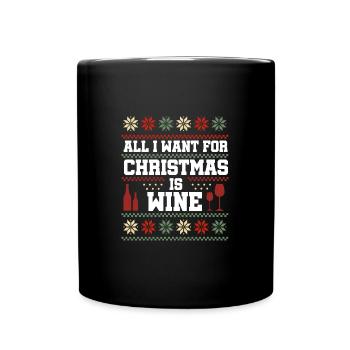 Wein Weihnachten Spruch - Tasse einfarbig - Schwarz - Vorne