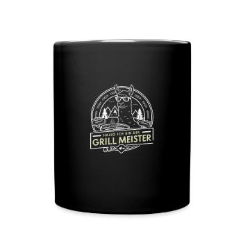 Grillmeister Lama Camping Zelten Wandern Lustig - Tasse einfarbig - Schwarz - Vorne