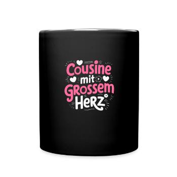 Cousine Herz Liebe Familie Dankbarkeit Bond - Tasse einfarbig - Schwarz - Vorne