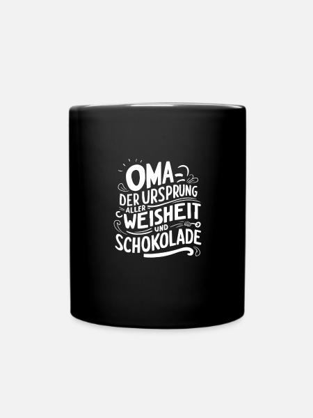 Oma-Weisheit Schokolade Liebe Herz Wärme - Tasse einfarbig - Schwarz