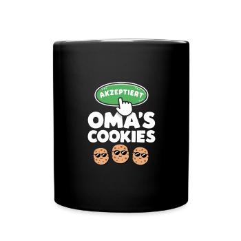 Omas Cookies Akzeptiert Lustiger Spruch Oma - Tasse einfarbig - Schwarz - Vorne