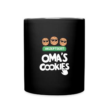 Omas Cookies – Lustig Oma Spruch Küche Backen - Tasse einfarbig - Schwarz - Vorne